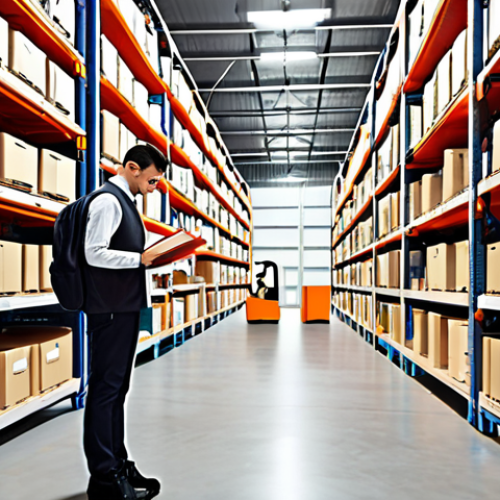 **Image Prompt: Theory and Practical Knowledge Balance**
   - Create an illustration showing a person studying logistics concepts from books on one side, while on the other side, they are engaged in practical inventory management tasks, like organizing stock in a warehouse. The background should depict a classroom setting merging into a real-world logistics environment.